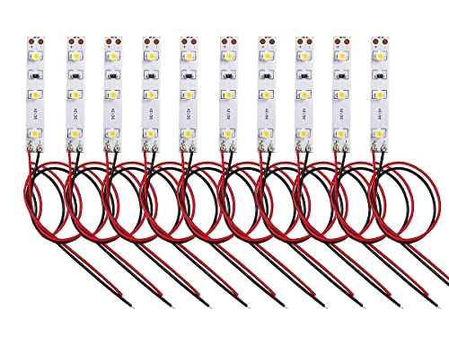 HUAZIZ 10 pcs 3-LED Hausbeleuchtung, 5cm Warmweiss mit Kabel 20cm 12-18V, Modellbau Led Beleuchtung, Modellbau Led Beleuchtung, modellbau beleuchtung modelleisenbahn beleuchtung