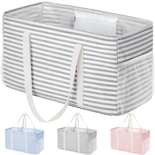 Lifewit Große Einkaufskorb 46L, Hochwertige Faltbar Einkaufstasche mit Metalldrahtrahmen und Griffen für Einkaufen, Strand, Camping, Stehende Picknickkorb für Picknicks im Freien, 1 Stück, Grau