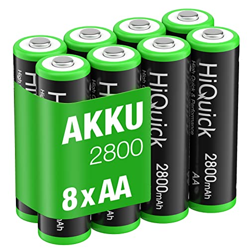 HiQuick AA Akku, NI-MH Mignon AA 2800mAh Akku, wiederaufladbare 1,2V AA batterien, 8 x Mignon AA
