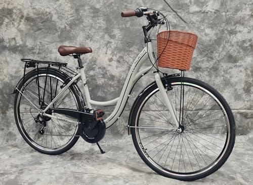 Generisch 28 Zoll Damencityrad 21-Gang Kettenschaltung, Gepäckträger, Korb NEU 2810-Grau