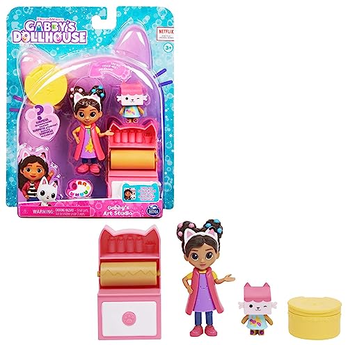DREAMWORKS GABBY'S DOLLHOUSE - Cat-tivity Set, Art Studio - Bastel und Kunst Set mit Gabby und Baby Box, 2 Zubehörteilen, Überraschungsbox und Möbelstück, geeignet für Kinder ab 3 Jahren