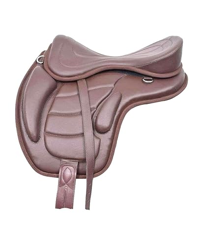 WILD RACE Genuine Leather Freemax Saddle All Purpose Treeless Horse Saddle, Size 12, 13, 14, 15, 16, 16.5, 17, 17.5, 18 Inches (16 Inch, Brown)