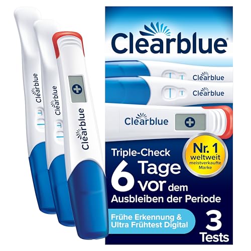 Clearblue Schwangerschaftstest Triple-Check Ultra Früh Kombipack, Ergebnisse 6 Tage früher, 3 Tests