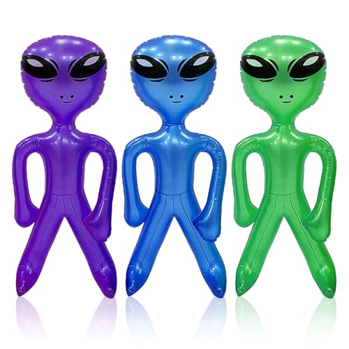 SAIIURV 3 Stück Alien aufblasbar 45 CM Halloween Alien aufblasbar, Alien Partydekorationen, Alien Ballon, Aliens Aufblasbares Spielzeug für Halloween Alien Party Dekorationen Geburtstag