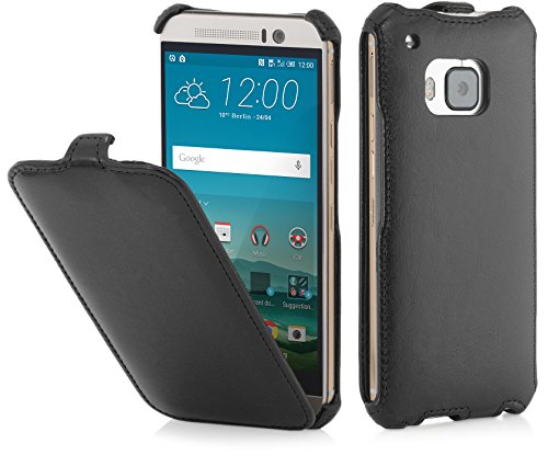 STILGUT Slim Case, Tasche Hülle kompatibel mit HTC One M9, schwarz glatt