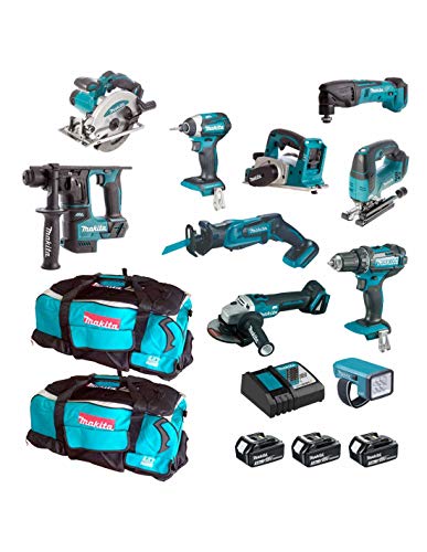 MAKITA Kit MPK1810233A (DDF482 + DTD154 + DHR171 + DGA504 + DTM50 + DSS610 + DJV182 + DJR185 + DKP180 + DML186 + 3 x 3,0 Ah + DC18RC + 2 x LXT600)