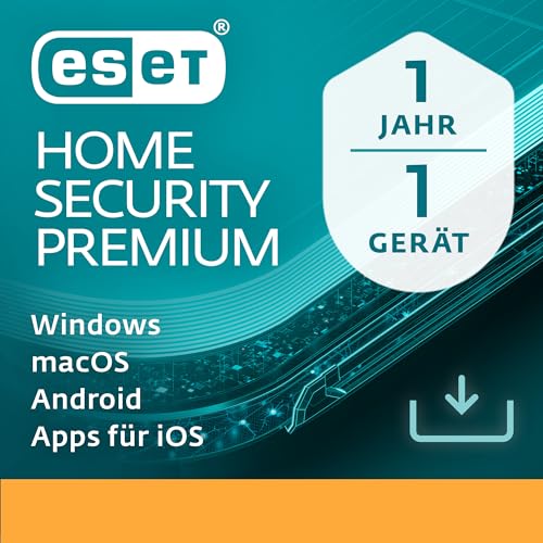 ESET HOME Security Premium 2026 | 1 Gerät | 1 Jahr | inklusive VPN, Datenverschlüsselung, Browserschutz & Privatsphäre | Windows oder MacOs | Aktivierungscode per E-Mail