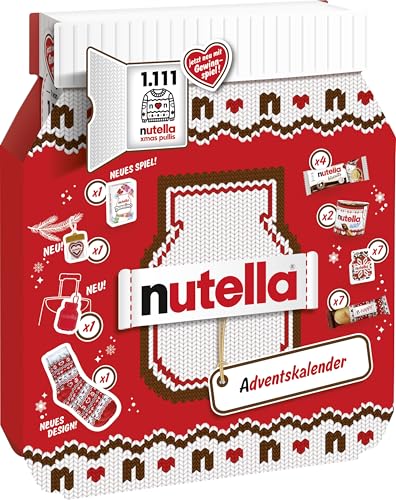 Nutella Adventskalender 2025, eine Schokoladen-Adventskalender-Alternative mit 24 festlichen Leckereien und nutella Mini-Geschenken für Kinder und Erwachsene