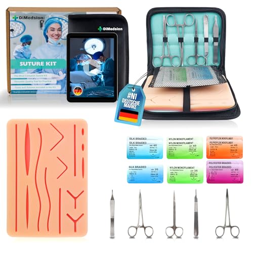 Chirurgisches Nahtset mit realistischem Pad, Suture Practice Kit für das Üben von Nahttechniken, Nähset Medizin, Chirurgische Instrumente, Nahtset Übung Medizin, Nadelhalter chirurgisch