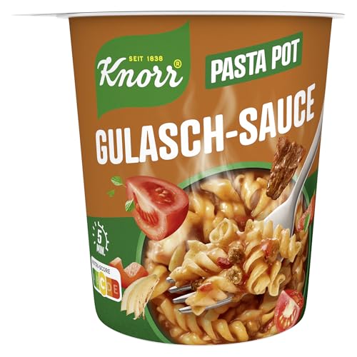 Knorr Pasta Pot Gulasch-Sauce leckere Instant Nudeln fertig in 5 Minuten 8x 60 g