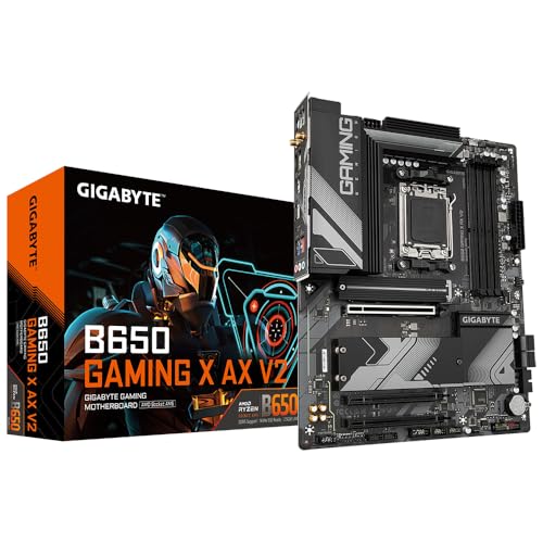 GIGABYTE B650 Gaming X AX V2 Mainboard - AMD Ryzen 9000er-Serie, 8+2+2 Phasen VRM, bis zu 8000 MHz DDR5 (OC), 1xPCIe 5.0 + 2xPCIe 4.0 M.2, 2,5 GbE LAN, WiFi 6E, USB 3.2 Gen 2