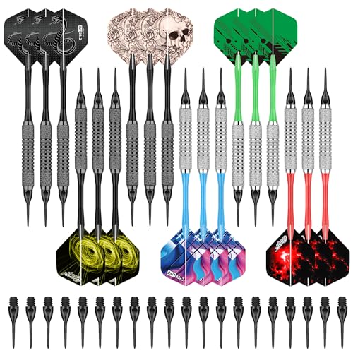 CyeeLife Dartpfeile mit kunststoffspitze,18 Stück Soft Darts Pfeile Set für elektronische dartscheibe,Profi Softdarts dartpfeil