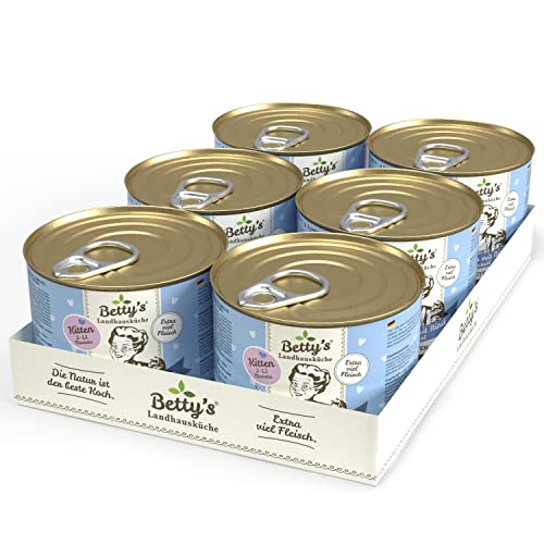 Betty's Kitten Landhausküche Nassfutter Katze Huhn & Rind, 12 x 200 g, schonend gegart, hohe Bioverfügbarkeit, für alle Katzenrassen geeignet