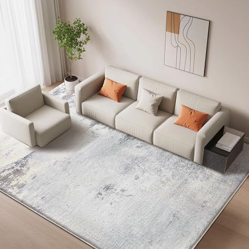 ASIinnsy Teppich Wohnzimmer Schlafzimmer Kurzflor Teppiche Modern rutschfest Weich Teppich Groß (Grau/Multi, 200 x 300 cm)