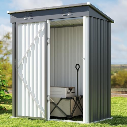 Bealife Metall-Geräteschuppen 180 x 162 x 95 cm, Geräteschuppen aus Stahl, Gartenschuppen, Lagerschuppen im Freien, Gartenhaus für Hinterhof, Terrasse, Rasen (Grau)