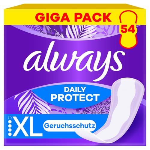 Always Daily Protect Slipeinlagen Damen Extra Long (54 Binden), Giga Pack, mit frischem Duft, passend für alle Slipformen, atmungsaktiv, flexibel