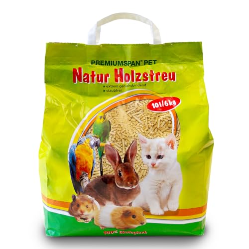 Kleintierpellets Naturholz-Pellets als Einstreu - 10 oder 20 Liter- Kleintierstreu für Hamster, Kaninchen, Nager, Katzen u.ä. - saugstark und geruchsbindend - Nicht klumpende Holzpellets (10 Liter)