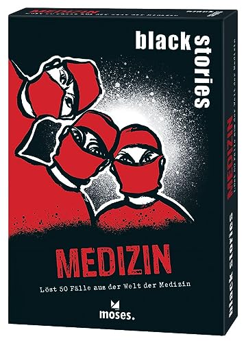 Moses. Black Stories Medizin - 50 Rätsel mit Fällen aus der Welt der Medizin, Krimi Kartenspiel mit Spielvariante und Punktechips, Rätselspiel für Jugendliche und Erwachsene