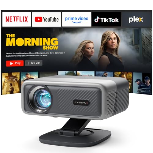 Smart Beamer 4K[Kompatibel mit Netflix] 3D Dolby Audio VISSPL 30000Lumen Autofokus/Auto Trapezkorrektur Projektor,WiFi6 Bluetooth Beamer 4K Heimkino,Outdoor Video Projektor Mit 360° Drehbarem Ständer