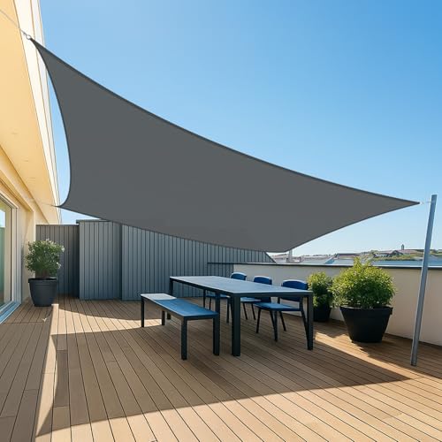 UMI Sonnensegel Wasserdicht 3x3m Rechteckig Sonnenschutz Wetterschutz PES Polyester Segel Baldachin 95% UV Schutz mit Seilen für Garten Balkon Terrasse- Anthrazit