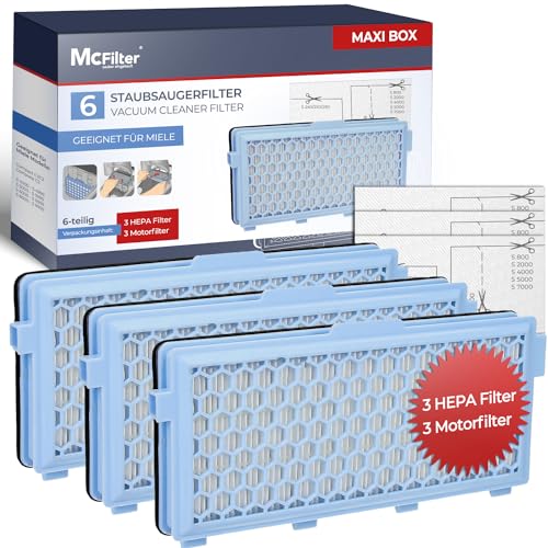 McFilter I 3 HEPA Filter geeignet für Miele Compact C1 C2, Complete C2, S8340, S8360 S4000, S5000, S6000, S8000 Serie, S2, S3, S4, S5, S6 Serie, Staubsauger I Alternative für SF-HA 50, SF-AP 50