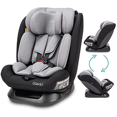 Booboo Safety London Kindersitz ohne Isofix i-Size Reboarder, von 40 bis 150 cm, Baby Autositz- Black Grey