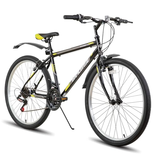 Hiland 26 Zoll Mountainbike für Männer Frauen, 21 Gänge High-Carbon Stahlrahmen, MTB-Fahrrad für Erwachsene Schwarz