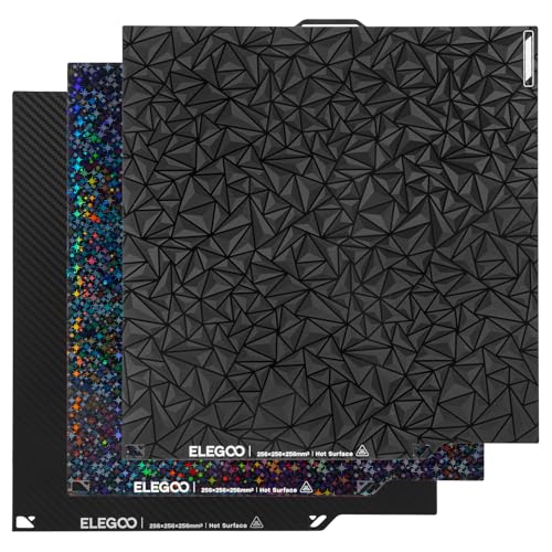 ELEGOO PEI Bauplatte 3er-Set 256x256mm, Flexible Magnetische Stahlplatten Build Plate, Abnehmbares Federstahl-Druckbett für Centauri-Serie 3D Drucker