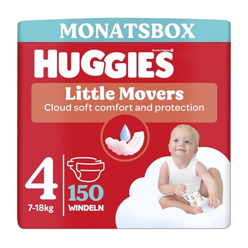 Huggies Baby-Windeln Little Movers, Disney-Design, Größe 4, 150 St. (3 x 50), Monatsbox