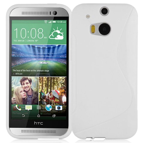 Cadorabo Hülle kompatibel mit HTC ONE M8 Schutzhülle TPU Silikon Case S-Line Design Slim Kratzfest Weiche Gummi mit Rundumschutz Case Hülle für HTC ONE M8 in Weiß