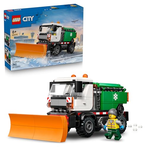 LEGO City Schneepflug - Spielzeug Set mit Minifigur, Werkzeugen und Streufunktion - Geburtstagsgeschenk für Jungen ab 6 Jahren und Technikfans - 60490