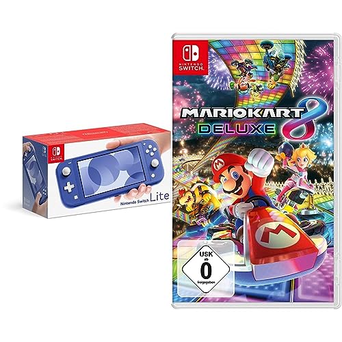 Nintendo Switch Lite, Standard, Blau + Mario Kart 8 Deluxe - [Nintendo Switch]