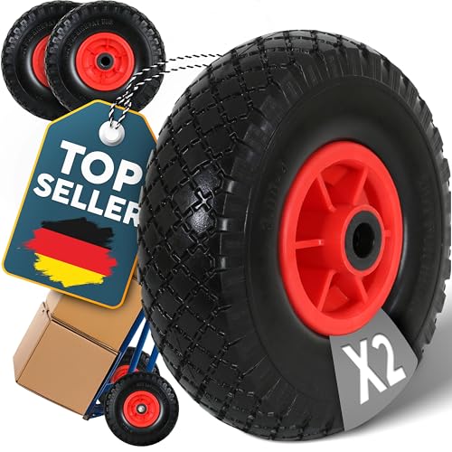 FROSAL 2 x Sackkarrenrad - PU Rad 260 mm 3.00-4 – pannensicheres Ersatzrad für Sackkarre und Bollerwagen – Nabenlänge 60 mm – Achse 20 mm – wartungsfrei, geruchsarm & leiser Lauf
