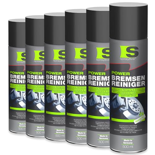 Spraytive 6 x 500ml Power Bremsenreiniger Spray - Hochwirksamer Industriereiniger und Kaltreiniger: Entfernt Schmutz, Öl, Fett, Rost und Bremsflüssigkeit – Made in Germany