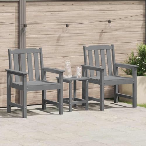 Homgoday Gartenm?Bel Set Hellgrau HDPE 2 Stühle Sitzplatzkapazit?t 2 - Outdoor Terrasse Model42006606