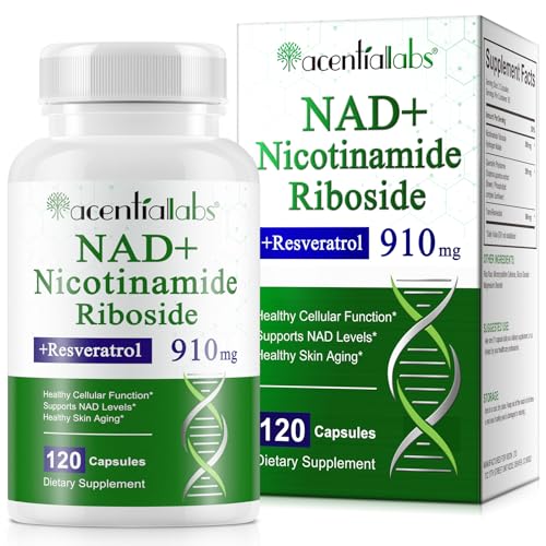 NAD+ Supplement 910MG, Resveratrol Boosting Supplement, Liposomen Technologie, Für ZelluläRen Energiestoffwechsel & Reparatur, UnterstüTzung Der Hautgesundheit, VitalitäT 120 Stück