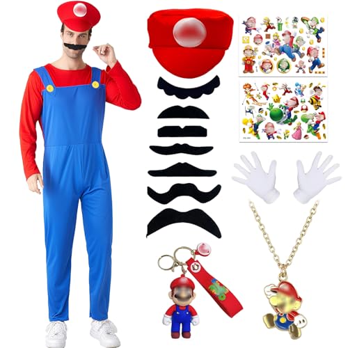 Kitimi Mari Kostüm Erwachsene, Kostüm mit Bodysuit Cap, Schlüsselanhänger und Handschuhen, Karneval Halloween Cosplay Dekoration für Männer Erwachsene(Rot M)