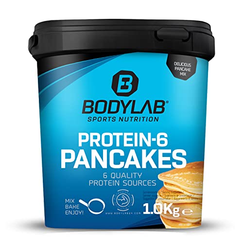 Protein Pancake Mix Bodylab24 Protein-6 Pancakes Vanille 1kg, Pfannkuchen Pulver mit fast 60% Eiweiß, Mehrkomponenten Protein Pulver