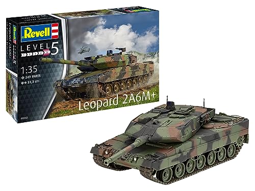Revell Modellbausatz I Leopard 2 A6M+ I Detailreicher Level 5 Panzerbausatz I 250 Teile I Maßstab 1:35 I für Kinder und Erwachsene ab 13 Jahren