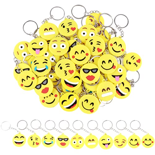 JSMTKJ 50 Stück Mini Emoji Schlüsselanhänger Tasche Anhänger Mitgebsel Geschenk Gastgeschenk 10 Muster Emoticon Schlüsselanhänger Dekoration Party Geburtstag Anhänger Dekorationen