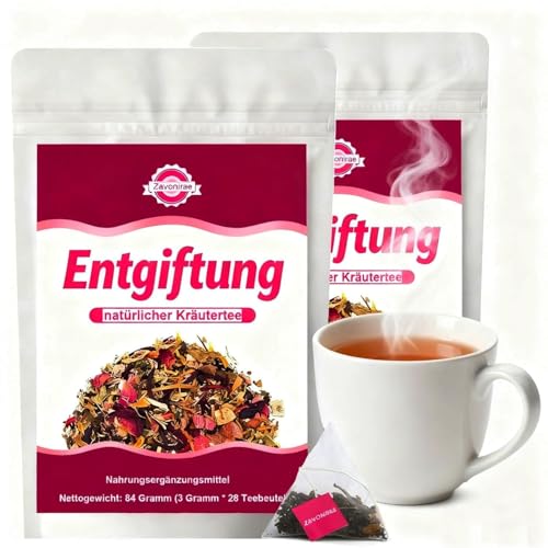 Detox Tee zum Abnehmen, 56 Tage Abnehmentee, Natürliche Kräutermischung mit Löwenzahn, Grüner Tee, Oolong Tee- Fördert Wohlbefinden, Verdauung und hilft beim Abnehmen, Wechseljahren Unterstützung