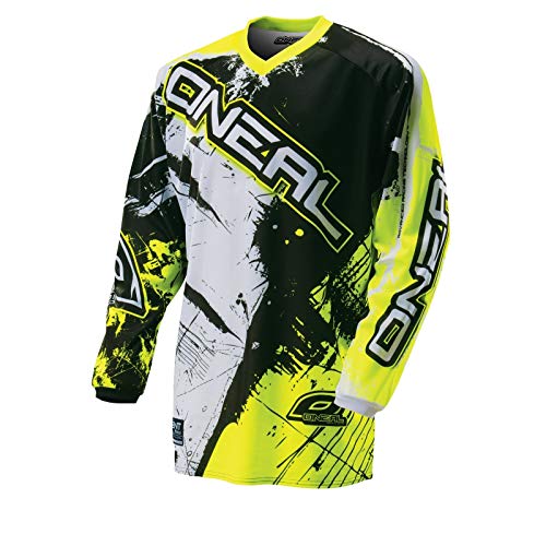 O'NEAL | Motocross-Jersey | MX Enduro | Gepolsterter Ellbogenschutz, V-Ausschnitt, atmungsaktiv | Element Jersey Shocker | Erwachsene | Neon Gelb | Größe L