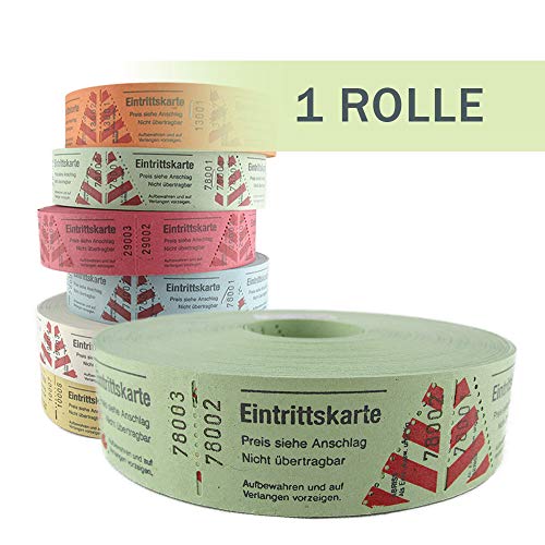 PARTY DISCOUNT Rollen-Eintrittskarten 1000 Abrisse, 1 Rolle, grün