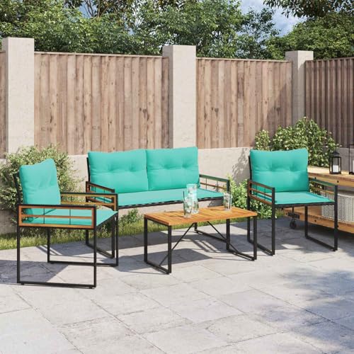 Homgoday Gartenm?Bel Set Modern - Schwarz, Akazienholz & Stahl, für Terrasse & Garten Freizeitoutfit für drau?en Model42026930