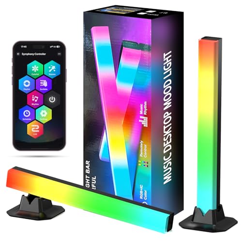 LED RGB Lightbar [2 Stück], Gaming Lampe TV Hintergrundbeleuchtung, USB Betrieben Ambient Lightbars 32cm Sync mit Musik APP Steuerung, Ambient Lampe mit Fernsteuerung für Gaming, PC, TV, Zimmer Deko
