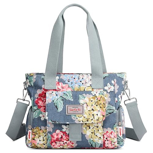 FORRICA Handtaschen Damen Shopper Umhängetasche Modemuster Groß Schultertasche Frauen Wasserdicht Handtaschen mit Mehreren Taschen Blume F