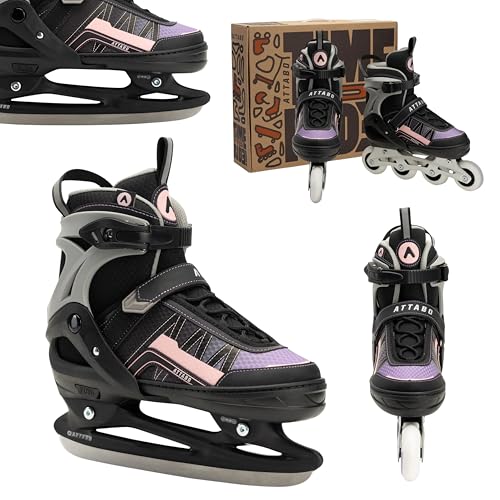 ATTABO Bladeroll 2-in-1 Kinderschlittschuhe & Inline Skates – Verstellbar, mit Wechselkufe, ABEC-7-Lager, Aluminiumrahmen & TPR-Bremse, Komfort & Sicherheit für Kinder