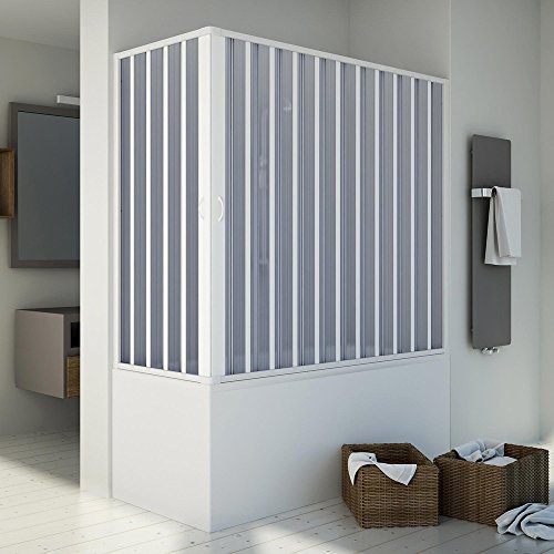Forte BR200001 Freie Eck-Badewanne, reduzierbar, Weiß, 70 x 150-170 cm, Höhe 150 cm
