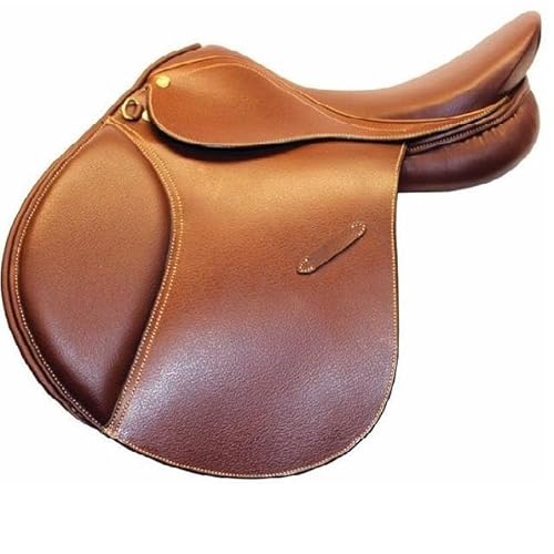 EQUIEMPRESS Premium englischer Springsattel aus Leder für Pferde ergonomischer Reitsattel für Springreiten Vielseitigkeit und Outdoor Reiten (16 inches)