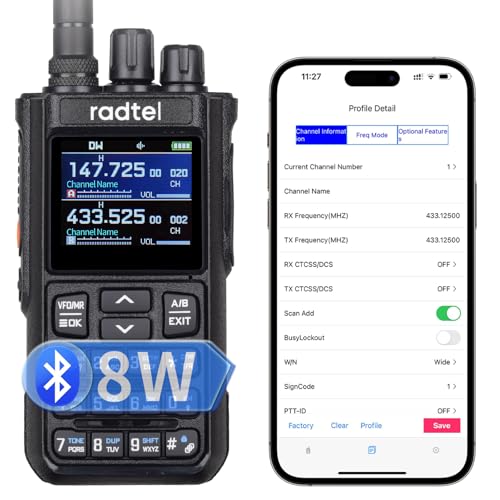 Radtel RT-900 8W Multi-Band Amateurfunk Handheld Walkie Talkie mit Geräuschunterdrückung, 256 Kanäle VHF/UHF Zwei-Wege-Radio, NOAA, Marine, 2200mAh Akku, Frequenzabgleich, Flugfunk, Luftfahrt, APP-Pro